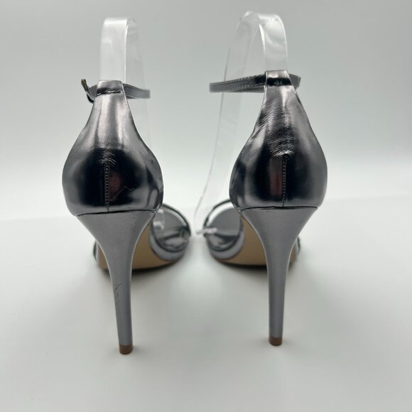Steve Madden Stecy Silver Rhinestrone Heels Sz 8 Strappy Sandals LN - Picture 3 of 5